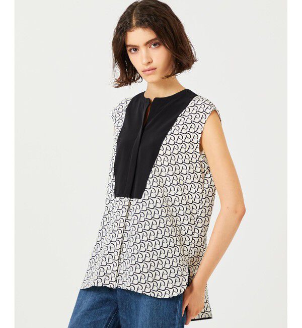 BEIGE,「MONT THABOR / ロゴブラウス」|シャツ・ブラウス|Ecru&times;Black