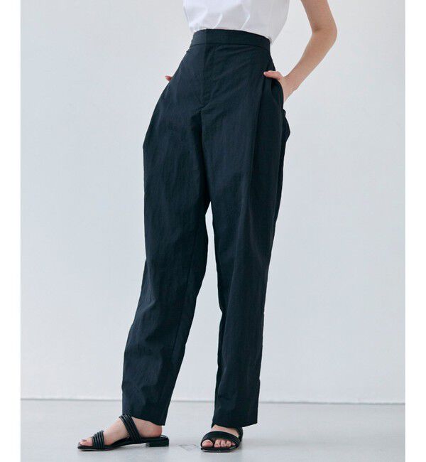 BEIGE,「【洗える】CROCUS / カービーシルエットタックパンツ」|その他|Black