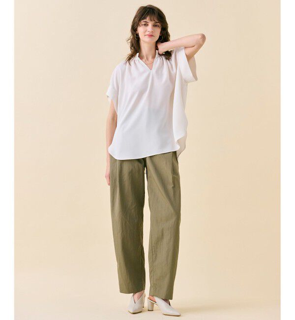 BEIGE,「【洗える】CROCUS / カービーシルエットタックパンツ」|その他|