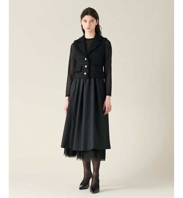 GRACE CONTINENTAL「ツイル2WAY スカート」|フレア|ブラック