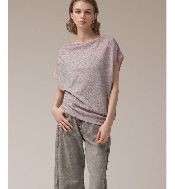 Diagram「ラメドレープカットトップ」|Tシャツ・カットソー|ピンク