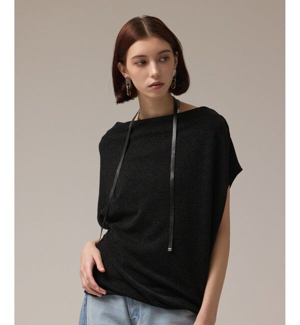 Diagram「ラメドレープカットトップ」|Tシャツ・カットソー|ブラック