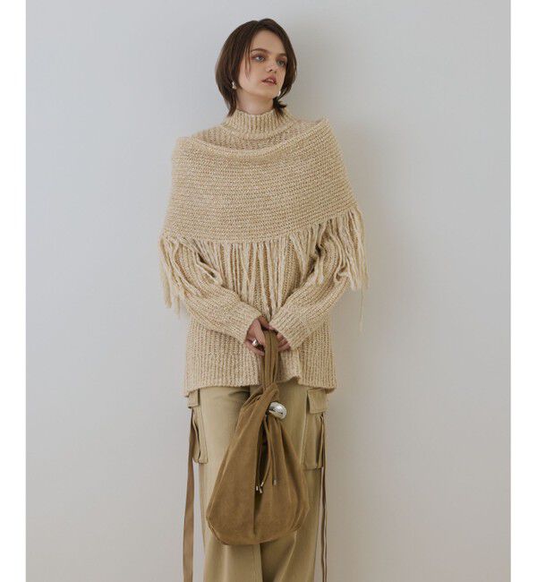 GRACE CONTINENTAL「フリンジケープニットトップ」|ニット・セーター|