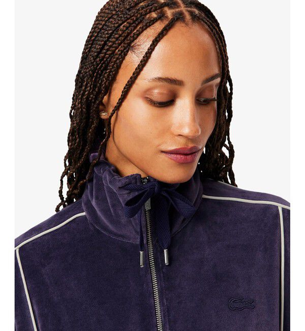 LACOSTE「ベロアタッチパイピングトラックジャケット」|カーディガン|