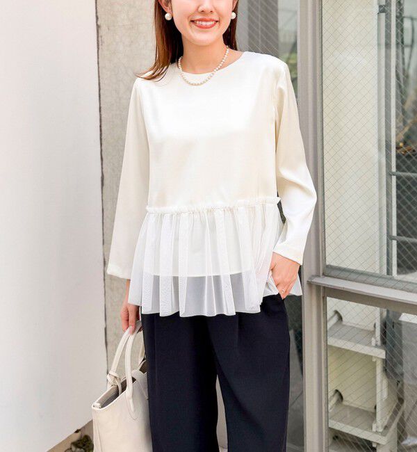 NOLLEY'S「ウォッシャブルオトナサテンペプラムブラウス」|シャツ・ブラウス|