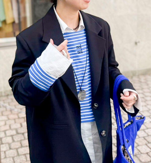 NOLLEY'S「【nolnol/ノルノル】ウォッシャブルシルケットボーダーショートT」|Tシャツ・カットソー|