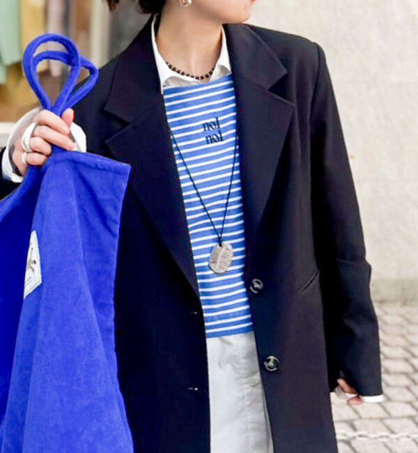 NOLLEY'S「【nolnol/ノルノル】ウォッシャブルシルケットボーダーショートT」|Tシャツ・カットソー|