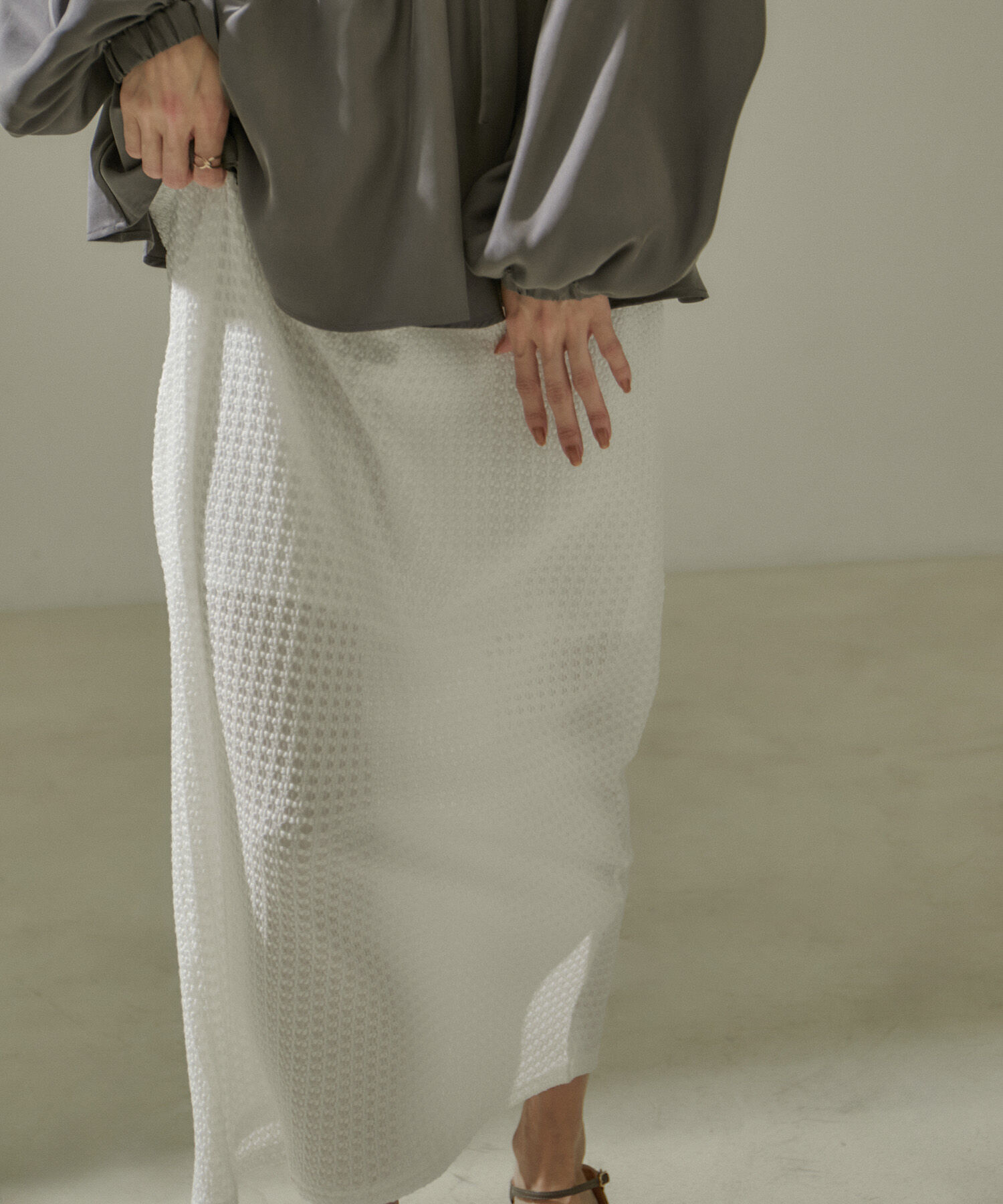 SALON adam et rope'「KINANシャーリングジャガードタイトスカート【セットアップ対応・洗える】」|スカート|