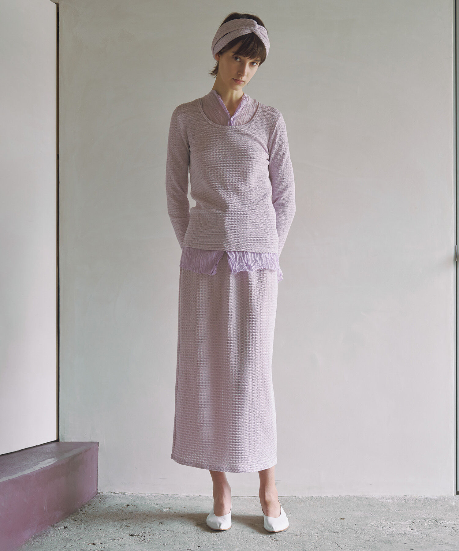 SALON adam et rope'「KINANシャーリングジャガードタイトスカート【セットアップ対応・洗える】」|スカート|