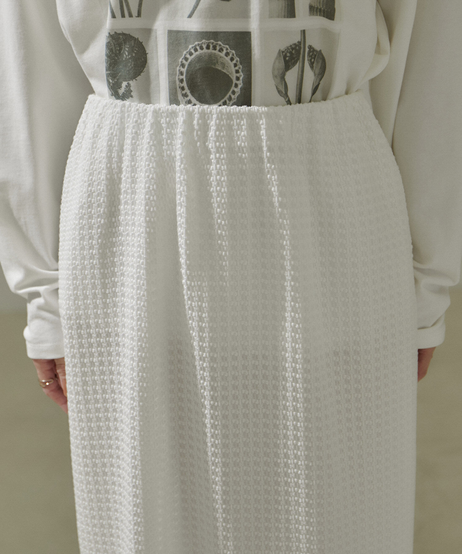 SALON adam et rope'「KINANシャーリングジャガードタイトスカート【セットアップ対応・洗える】」|スカート|