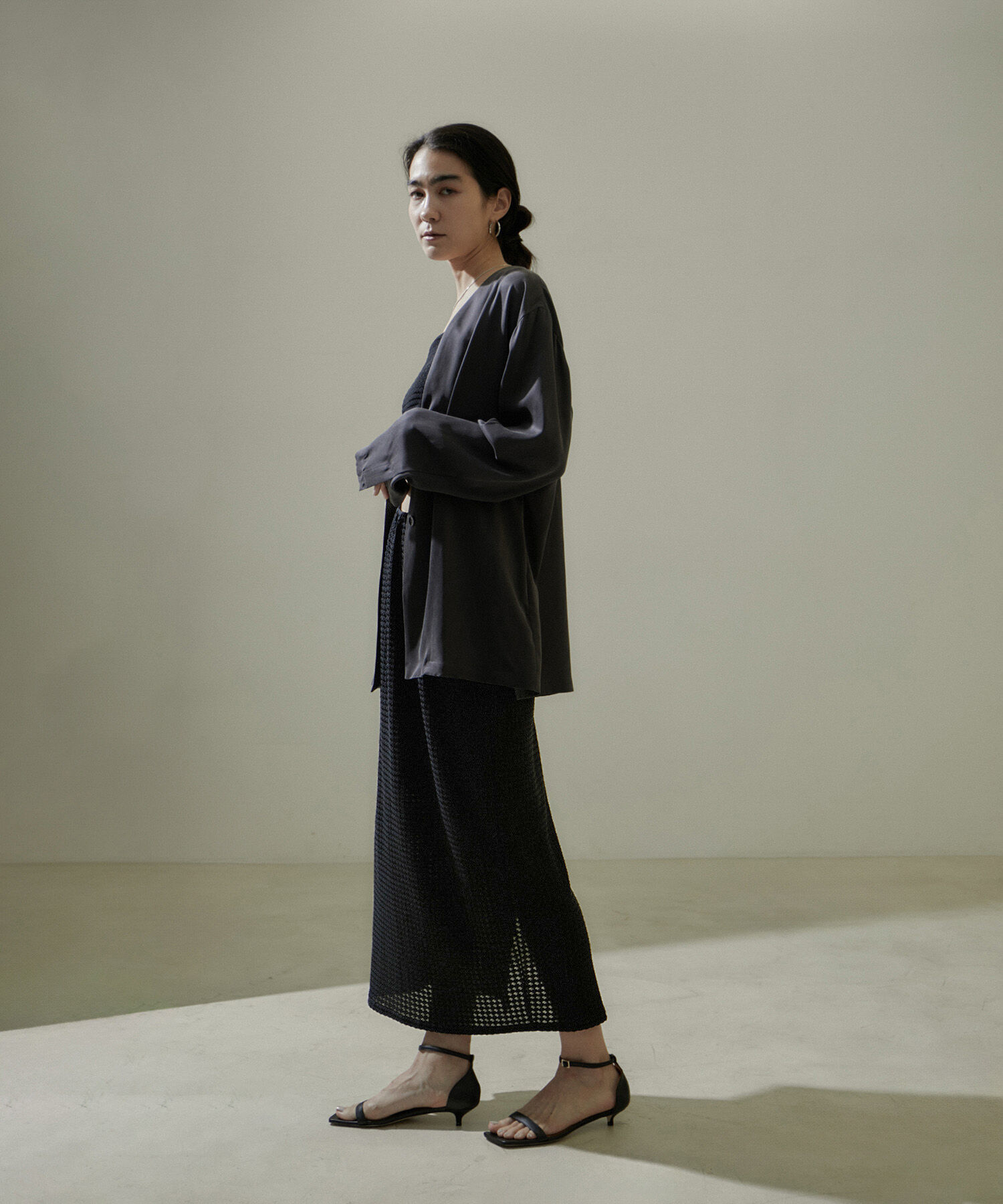 SALON adam et rope'「KINANシャーリングジャガードタイトスカート【セットアップ対応・洗える】」|スカート|