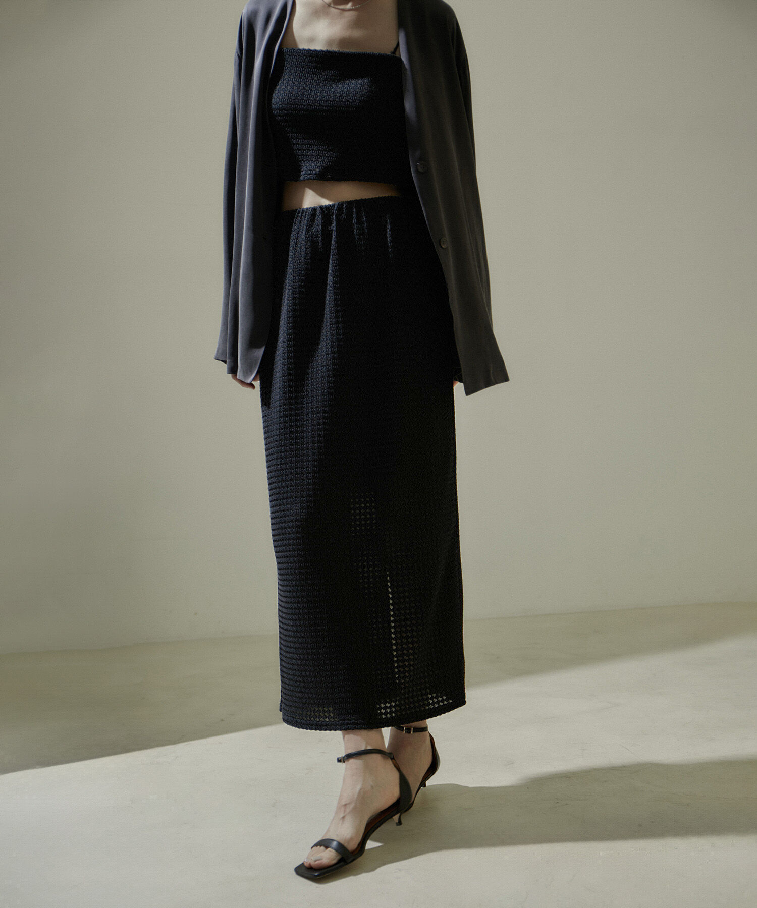 SALON adam et rope'「KINANシャーリングジャガードタイトスカート【セットアップ対応・洗える】」|スカート|