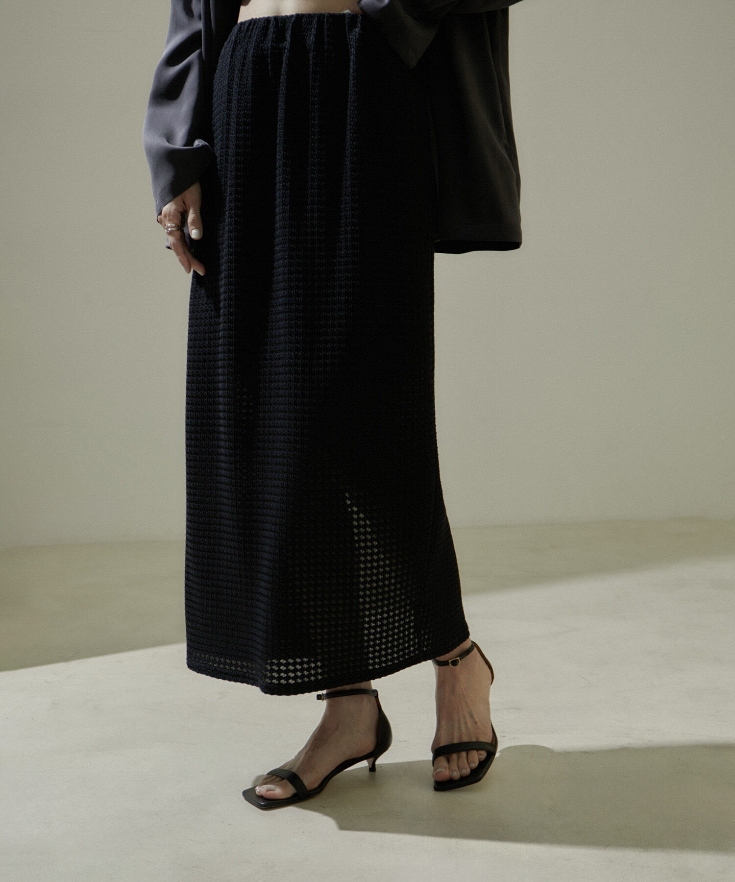 SALON adam et rope'「KINANシャーリングジャガードタイトスカート【セットアップ対応・洗える】」|スカート|