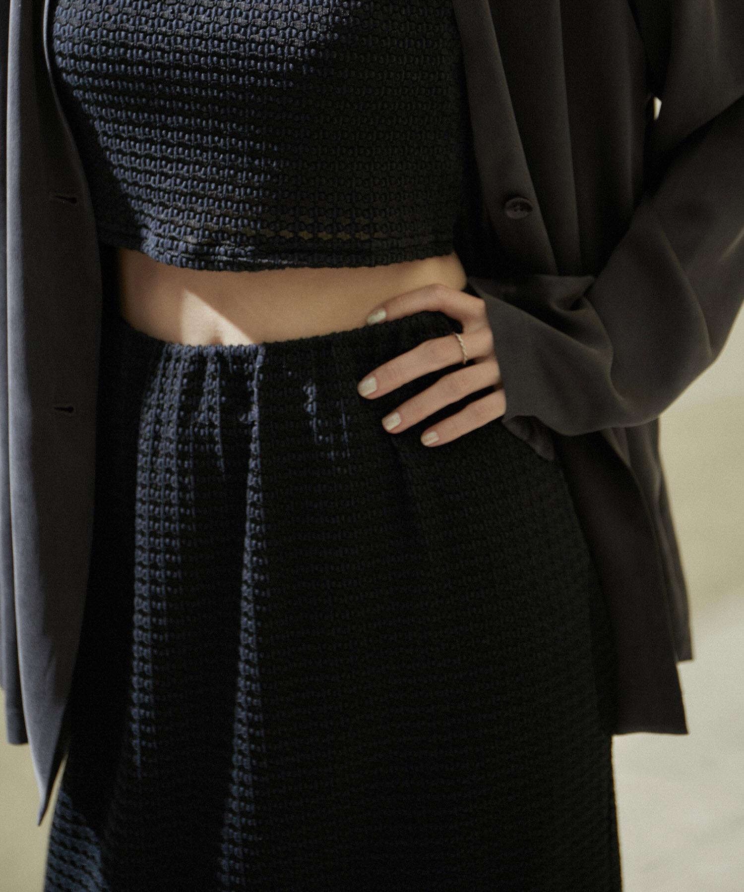 SALON adam et rope'「KINANシャーリングジャガードタイトスカート【セットアップ対応・洗える】」|スカート|