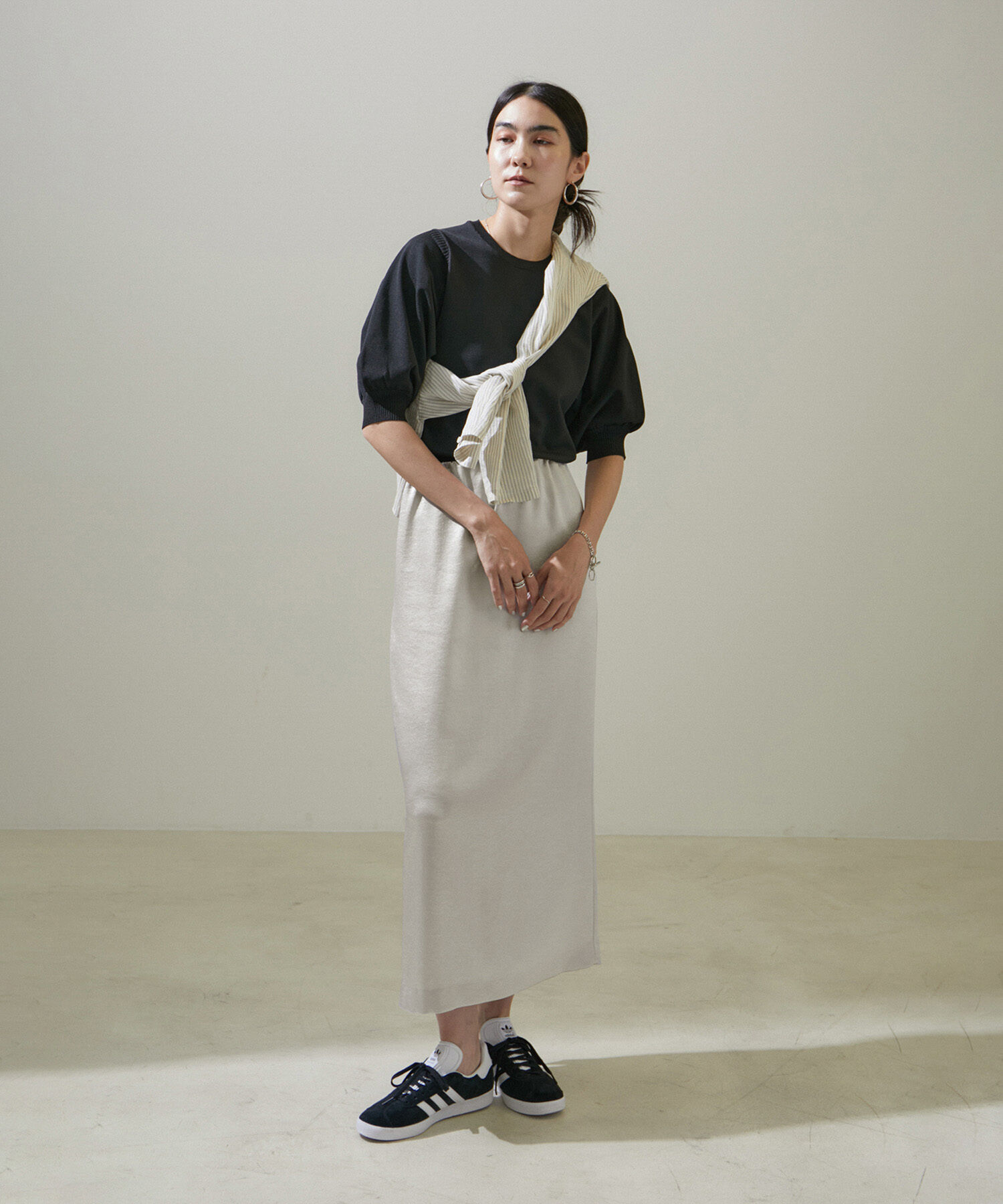 SALON adam et rope'「【追加・サイズ展開あり】シャイニーナロースカート2【洗える】」|スカート|