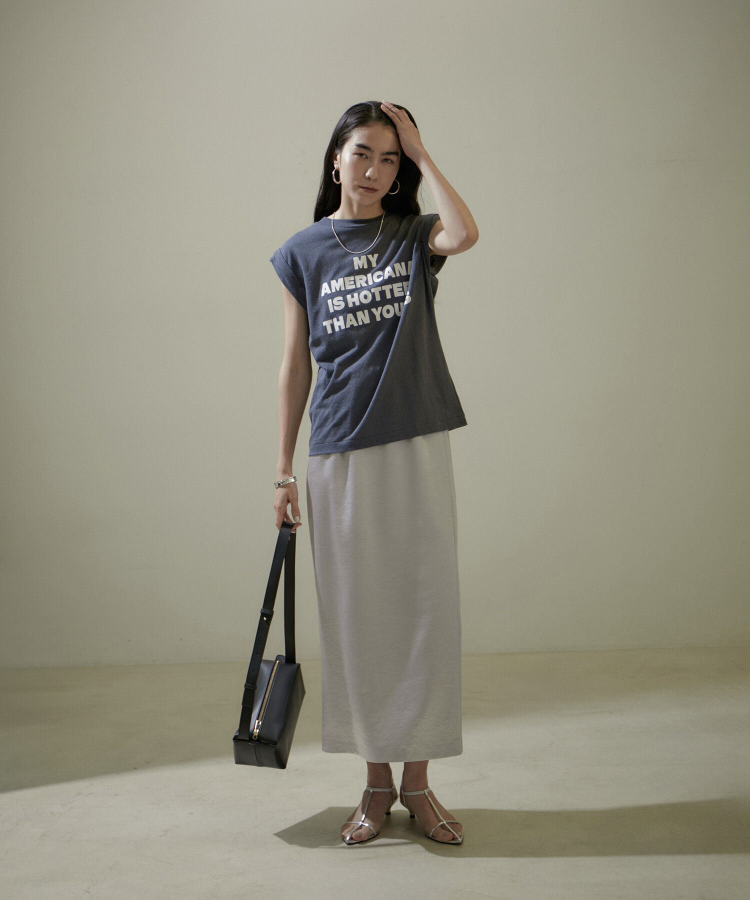 SALON adam et rope'「【追加・サイズ展開あり】シャイニーナロースカート2【洗える】」|スカート|