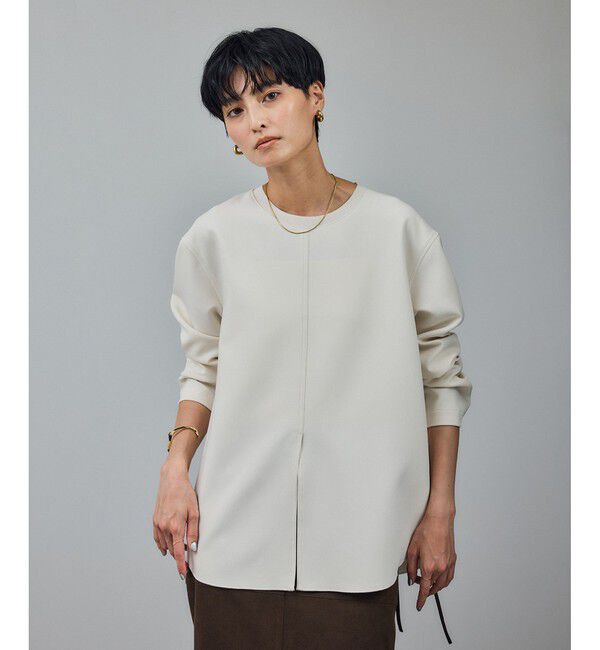 SALON adam et rope'「ダブルクロスロングTシャツブラウス / セットアップ対応」|シャツ・ブラウス|オフホワイト(15)
