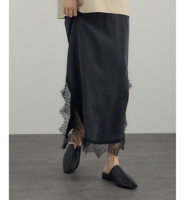 SALON adam et rope'「フレンチレースパネルスカート」|スカート|ブラック(01)