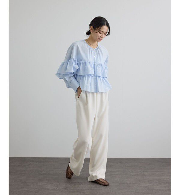 SALON adam et rope'「【WEB限定】フリルギャザーブラウス」|シャツ・ブラウス|