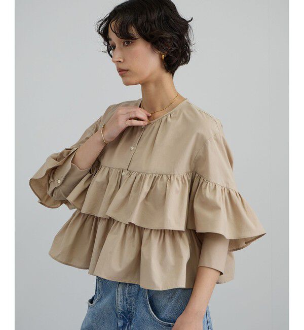 SALON adam et rope'「【WEB限定】フリルギャザーブラウス」|シャツ・ブラウス|