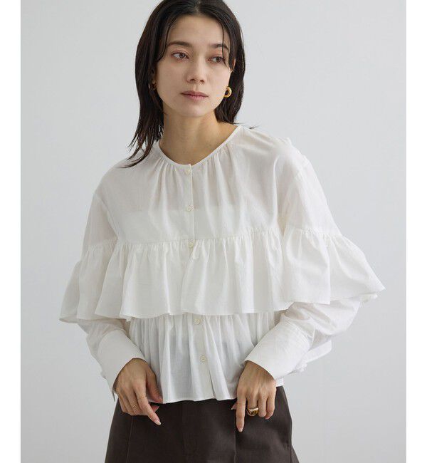 SALON adam et rope'「【WEB限定】フリルギャザーブラウス」|シャツ・ブラウス|