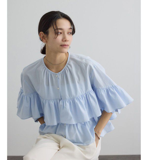 SALON adam et rope'「【WEB限定】フリルギャザーブラウス」|シャツ・ブラウス|