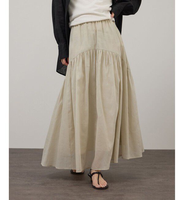 SALON adam et rope'「【WEB限定】コットンオーガンジーギャザースカート」|スカート|ベージュ系(28)
