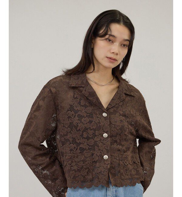 SALON adam et rope'「スカラップレースクロップドシャツジャケット」|その他|