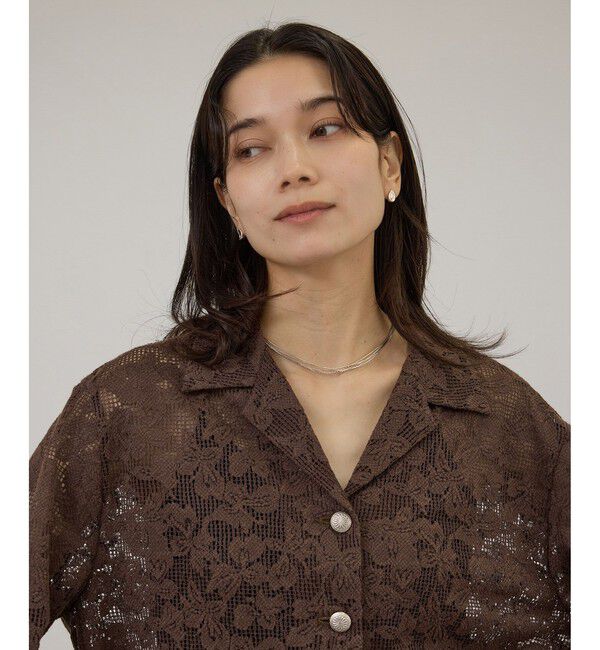 SALON adam et rope'「スカラップレースクロップドシャツジャケット」|その他|