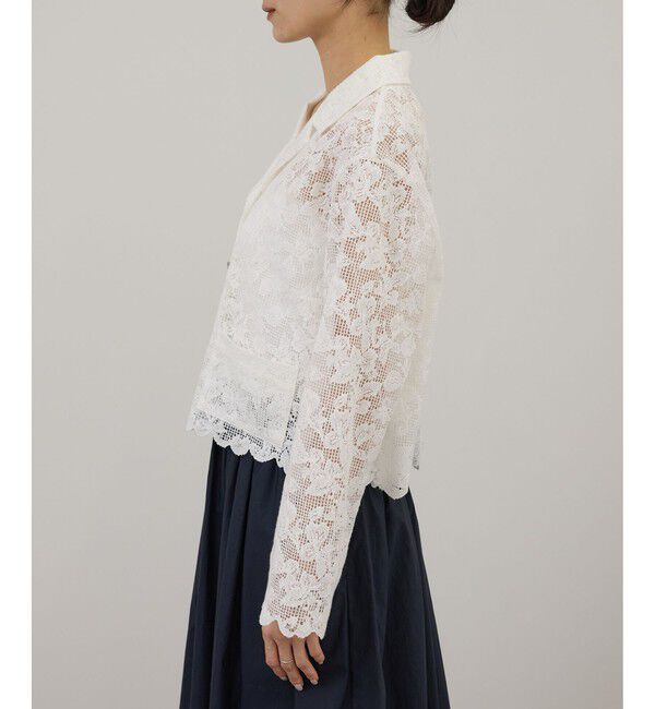 SALON adam et rope'「スカラップレースクロップドシャツジャケット」|その他|
