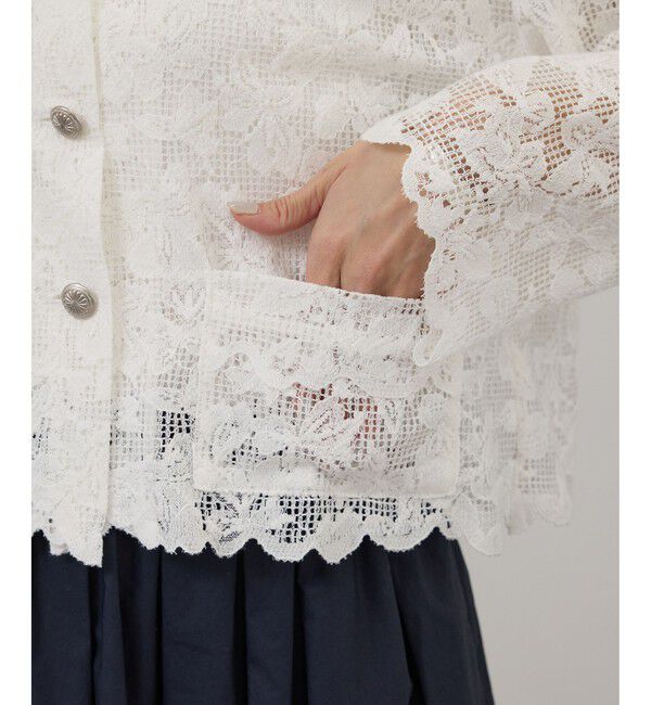 SALON adam et rope'「スカラップレースクロップドシャツジャケット」|その他|