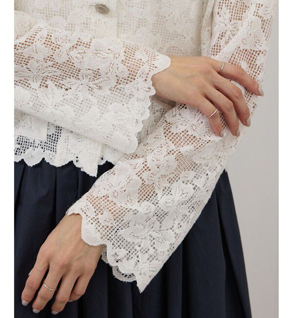 SALON adam et rope'「スカラップレースクロップドシャツジャケット」|その他|
