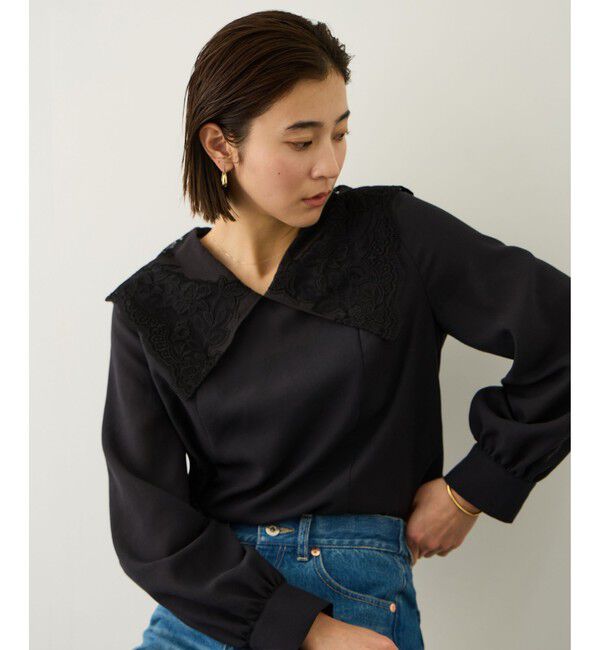 ROPE「レースカラープルオーバーブラウス」|シャツ・ブラウス|