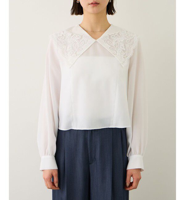 ROPE「レースカラープルオーバーブラウス」|シャツ・ブラウス|