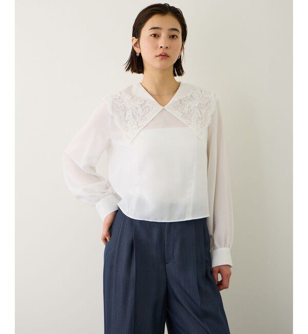ROPE「レースカラープルオーバーブラウス」|シャツ・ブラウス|