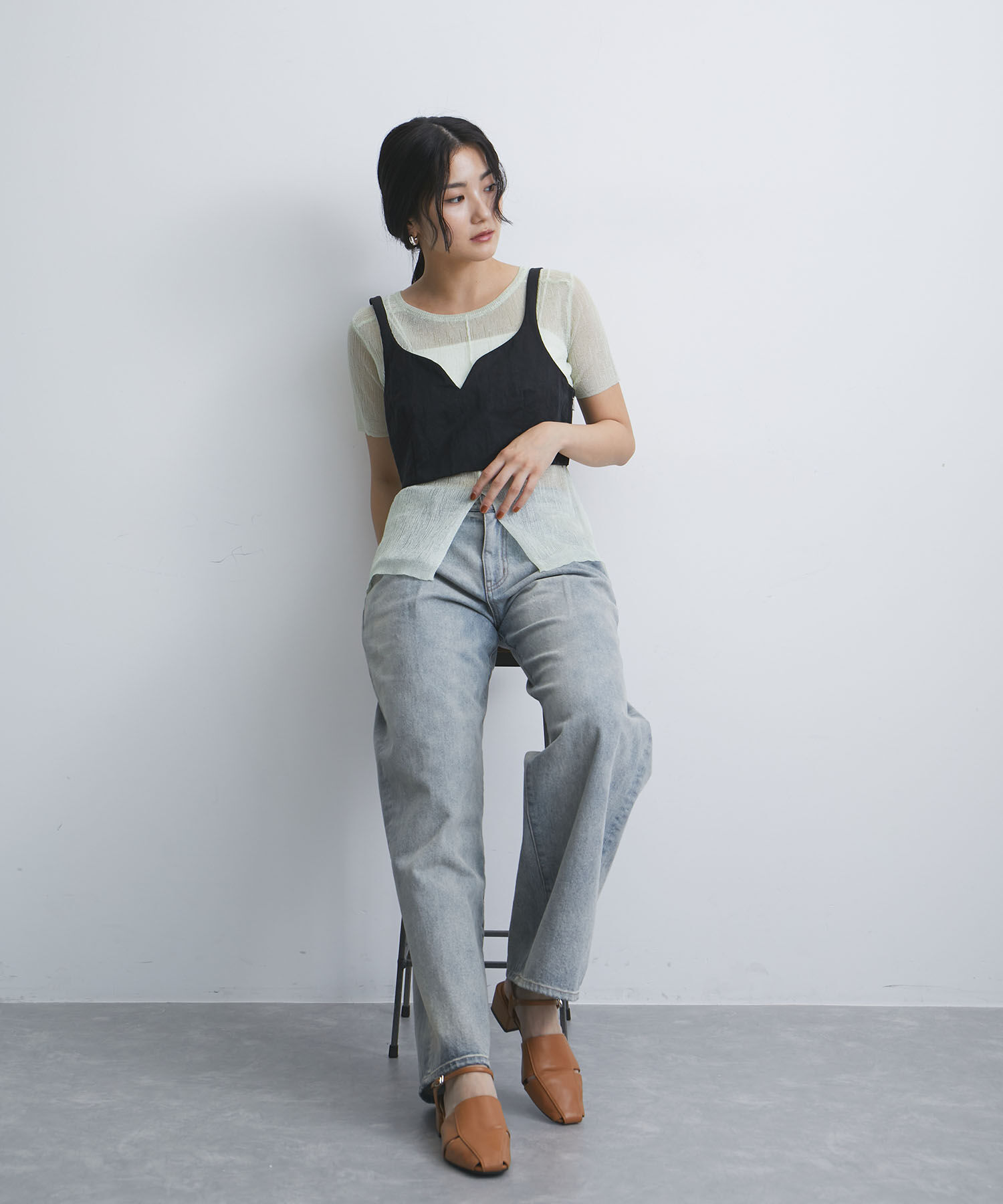 VIS「【セットアップ対応】ナイロンビスチェ【洗える】」|キャミソール|