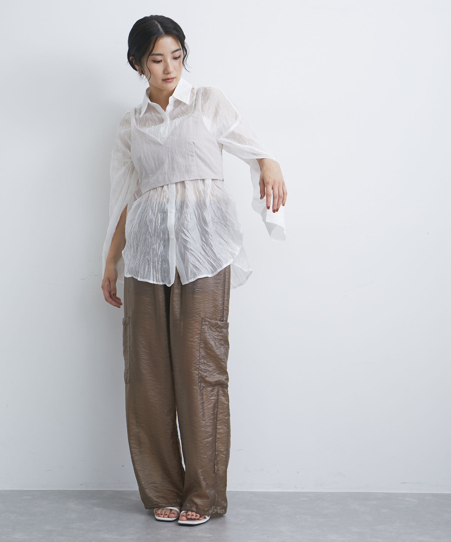 VIS「【セットアップ対応】ナイロンビスチェ【洗える】」|キャミソール|