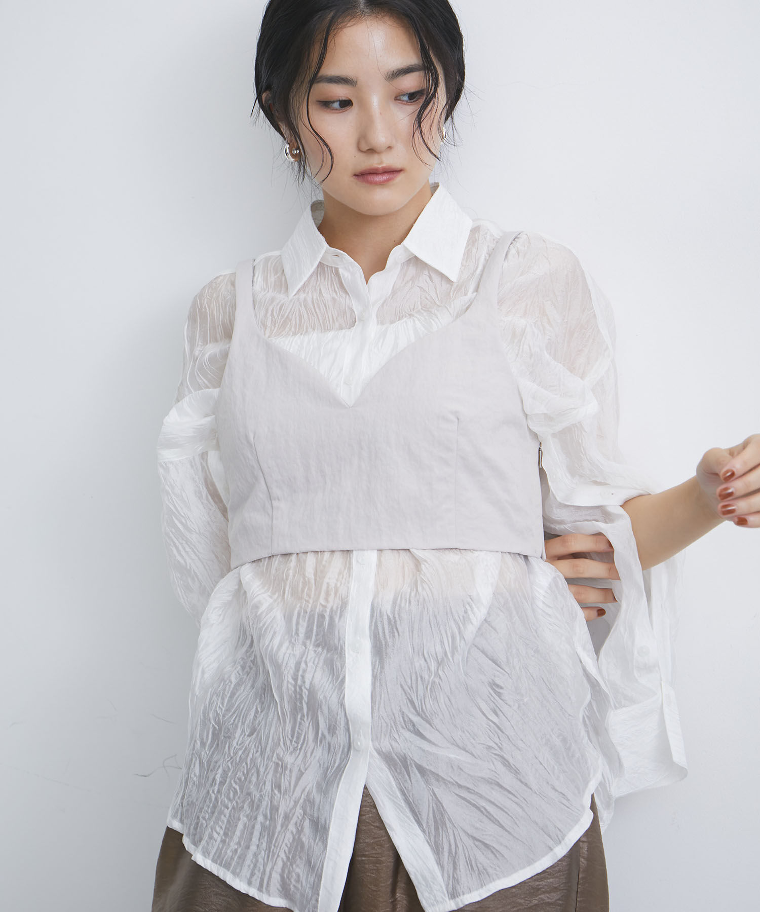 VIS「【セットアップ対応】ナイロンビスチェ【洗える】」|キャミソール|ベージュ系(29)