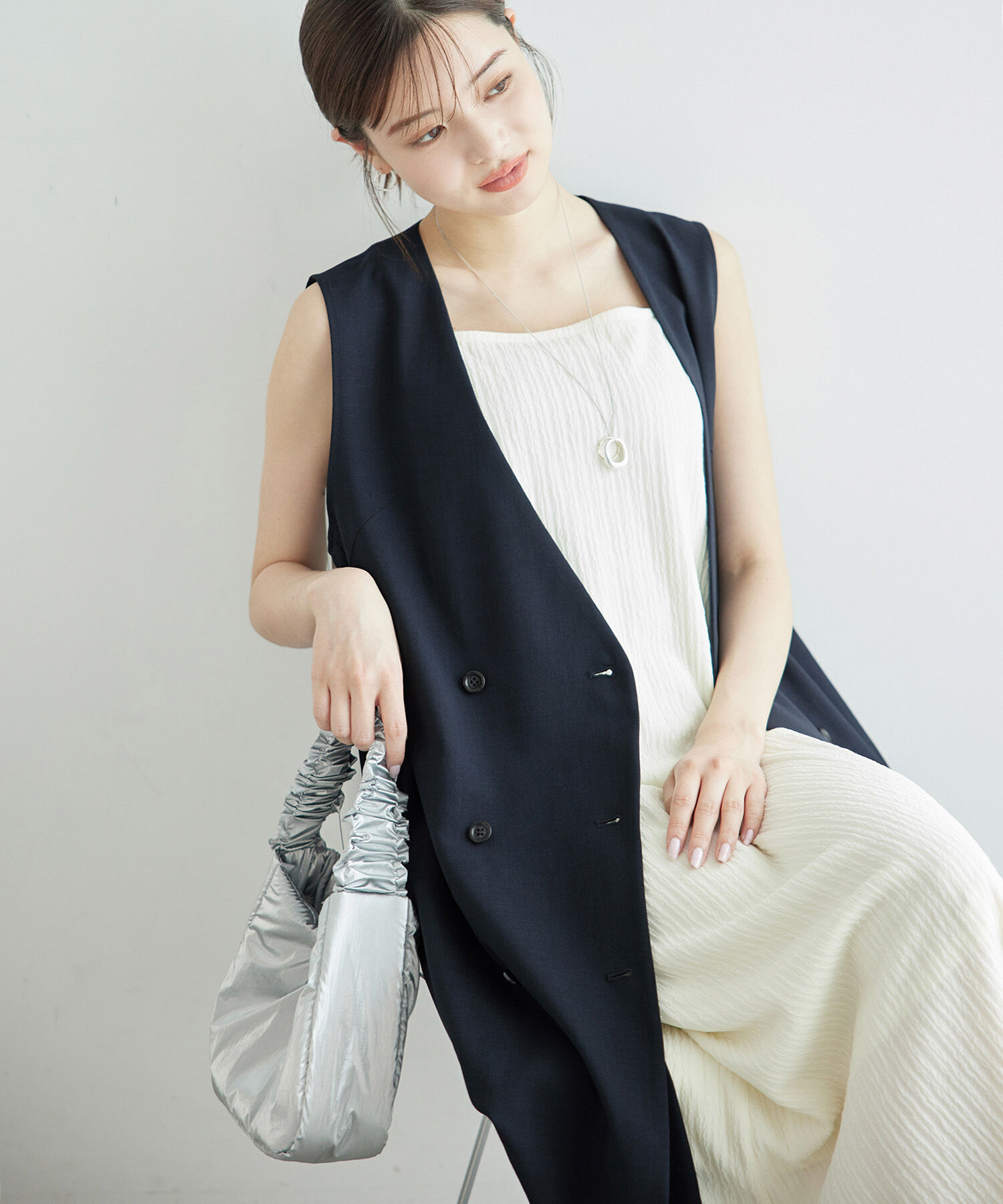 Rope&rsquo;Picnic「ジレジャンパースカート/UVカット・接触冷感・リンクコーデ」|ジャンパースカート|ネイビー(40)