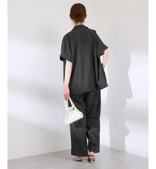 Rope&rsquo;Picnic「【接触冷感・UVカット・速乾】【リネンライク・シリーズ】シアーハーフスリーブジャケット/セットアップ」|テーラードジャケット|