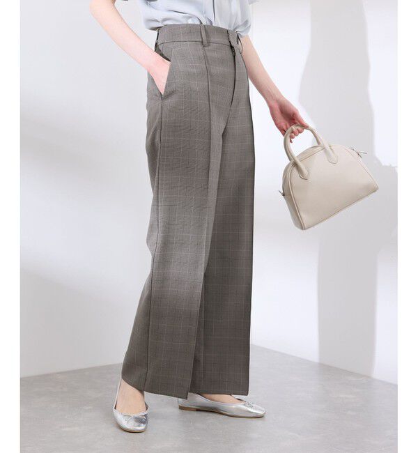 Rope&rsquo;Picnic「【UVカット・速乾】【リネンライク・シリーズ】ピンタックワイドスラックスパンツ/セットアップ対応」|チノ|