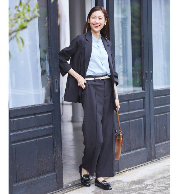 Rope&rsquo;Picnic「【UVカット・速乾】【リネンライク・シリーズ】ピンタックワイドスラックスパンツ/セットアップ対応」|チノ|