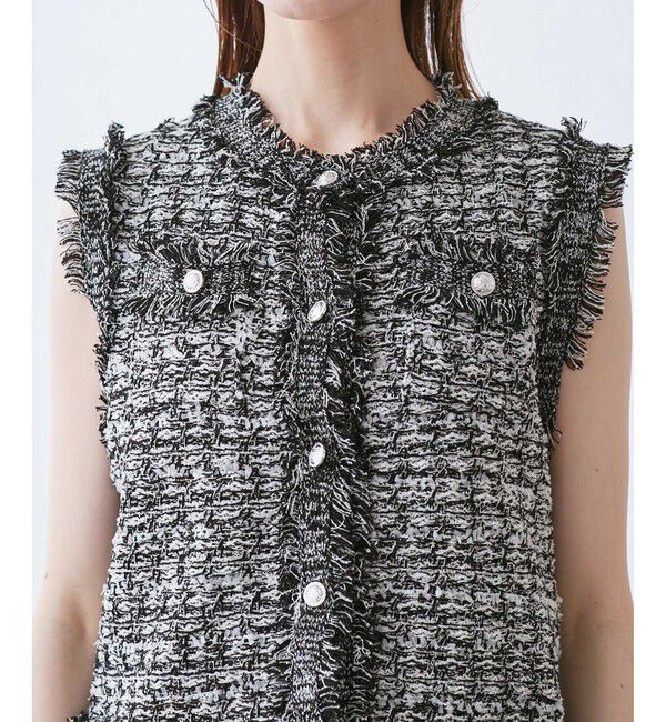 Rope&rsquo;Picnic「【WEB限定カラー】【サマー・ツイード】着丈が選べるジレベスト/スリーブレスカーディガン」|カーディガン|