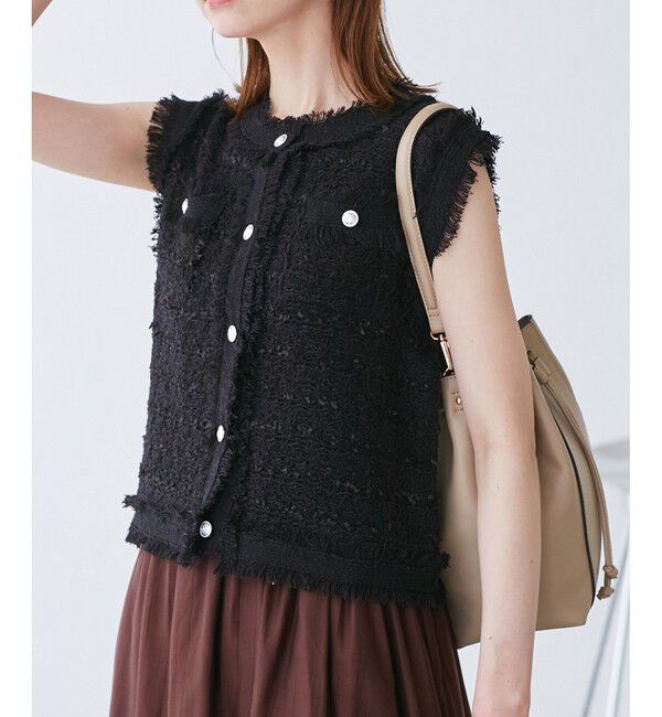 Rope&rsquo;Picnic「【WEB限定カラー】【サマー・ツイード】着丈が選べるジレベスト/スリーブレスカーディガン」|カーディガン|