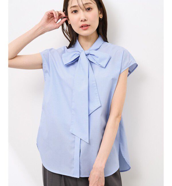 Rope&rsquo;Picnic「【防シワ】リボンフレンチスリーブシャツ」|シャツ・ブラウス|