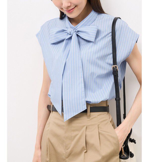 Rope&rsquo;Picnic「【防シワ】リボンフレンチスリーブシャツ」|シャツ・ブラウス|
