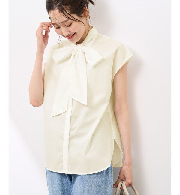 Rope&rsquo;Picnic「【防シワ】リボンフレンチスリーブシャツ」|シャツ・ブラウス|