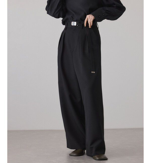 ADAM ET ROPE'「ガチャベルト付2タックスラックス」|スラックス|ブラック(01)