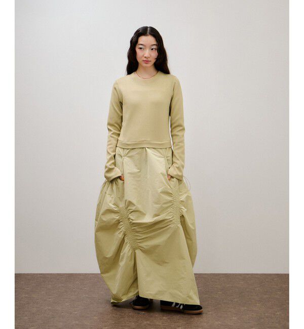 ADAM ET ROPE'「ランダムギャザーコンビワンピース」|ワンピース|