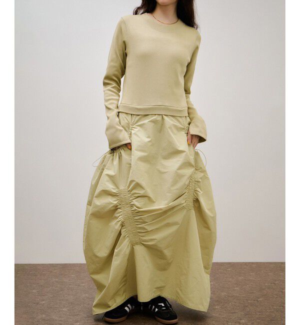 ADAM ET ROPE'「ランダムギャザーコンビワンピース」|ワンピース|